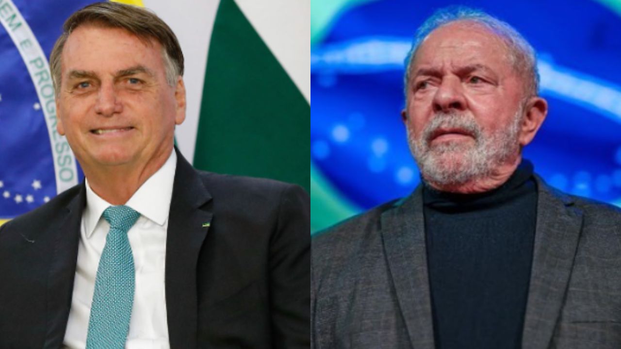 Montagem de fotos de Jair Bolsonaro e Lula