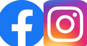 Montagem das logos de Facebook e Instagram