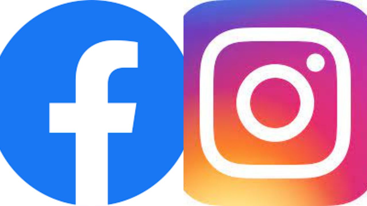 Montagem das logos de Facebook e Instagram