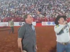 Jair Bolsonaro e Cuiabano Lima em arena de Barretos