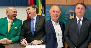 Montagem de fotos de Jair Bolsonaro com Luciano Hang e Afrânio Barreira