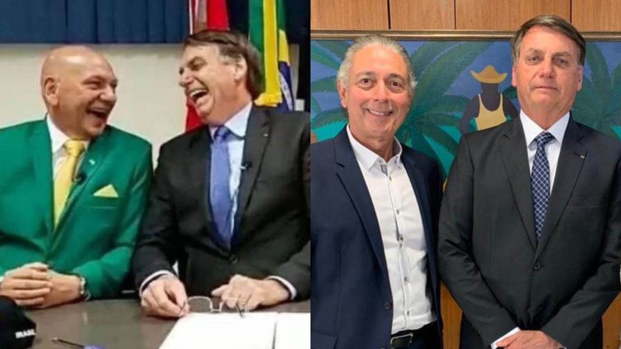 Montagem de fotos de Jair Bolsonaro com Luciano Hang e Afrânio Barreira