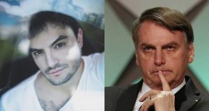 Montagem de fotos de Felipe Neto e Jair Bolsonaro, ambos com expressões sérias