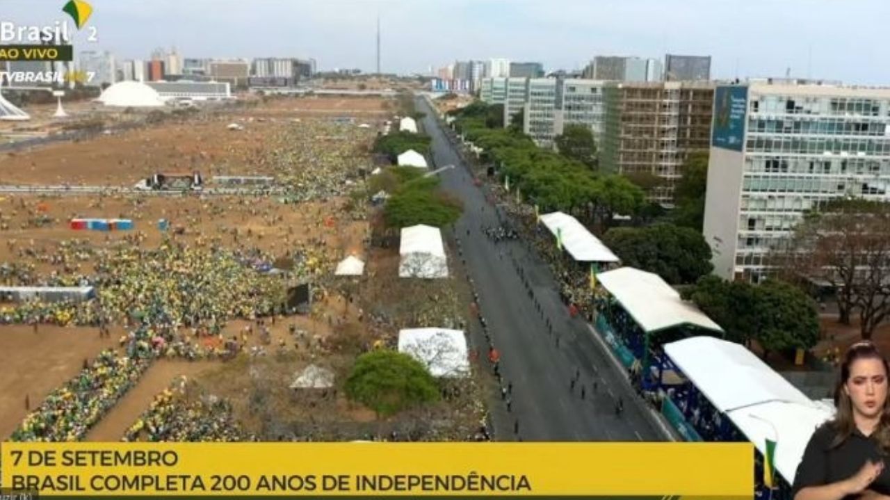 Ato de 7 de setembro de 2022 em Brasília visto de cima