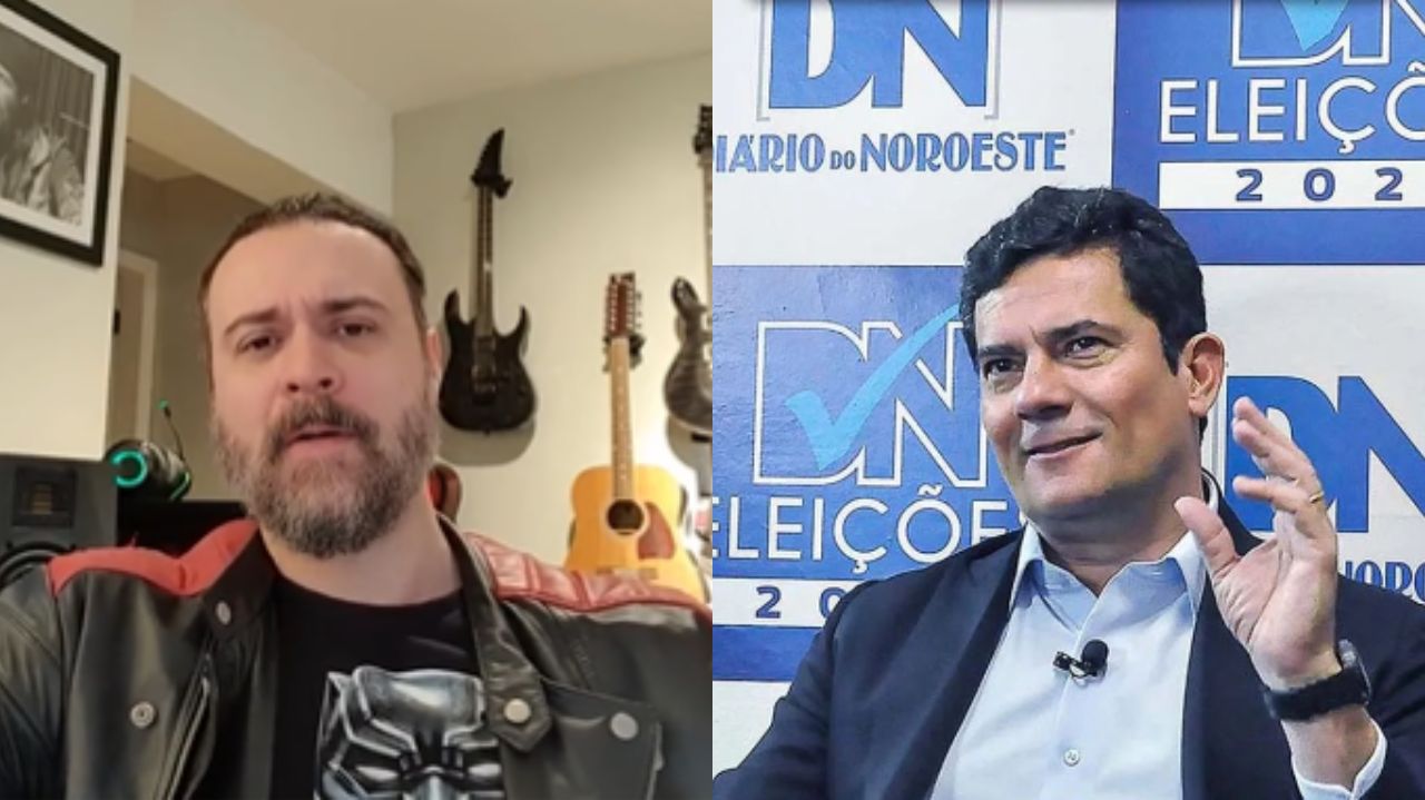 Montagem de fotos de Nando Moura e Sergio Moro