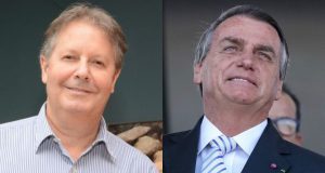 Montagem de fotos de André Luiz Tissot e Jair Bolsonaro sorrindo