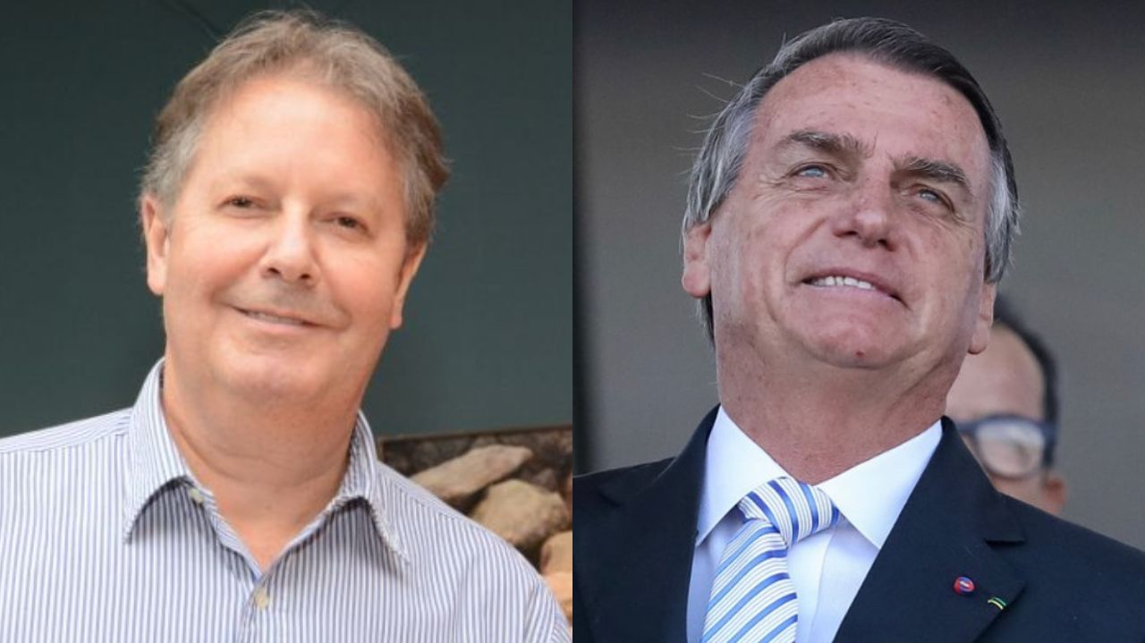 Montagem de fotos de André Luiz Tissot e Jair Bolsonaro sorrindo