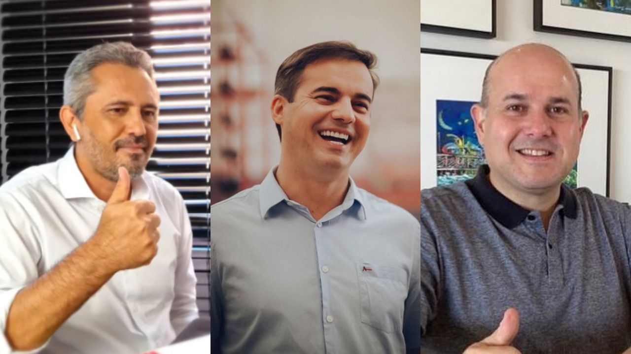 Montagem de fotos de Elmano Freitas, Capitão Wagner e Roberto Cláudio