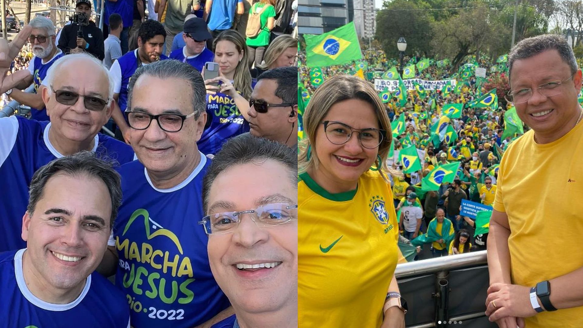 Silas Malafaia e o irmão, deputado Samuel Malafaia. Debora Jarmuth, assessora do parlamentar, e seu marido