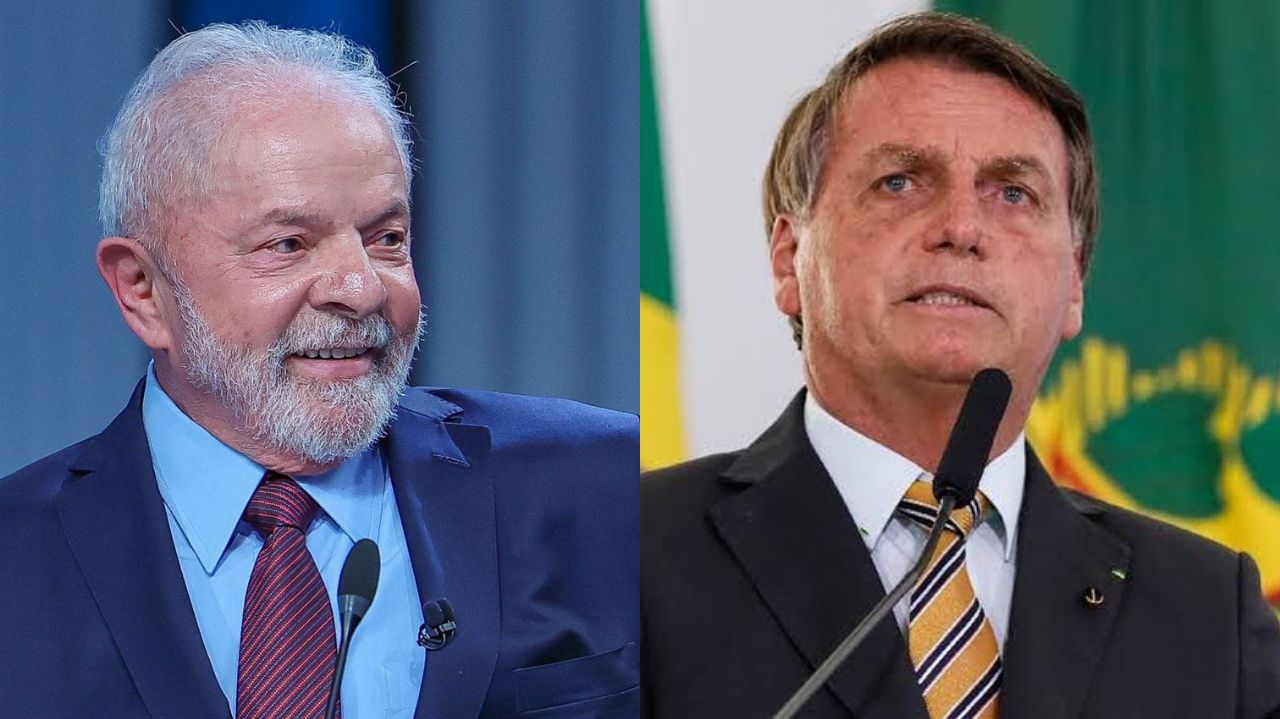 Montagem de fotos de Lula e Bolsonaro