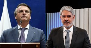 Montagem de fotos de Jair Bolsonaro e William Bonner
