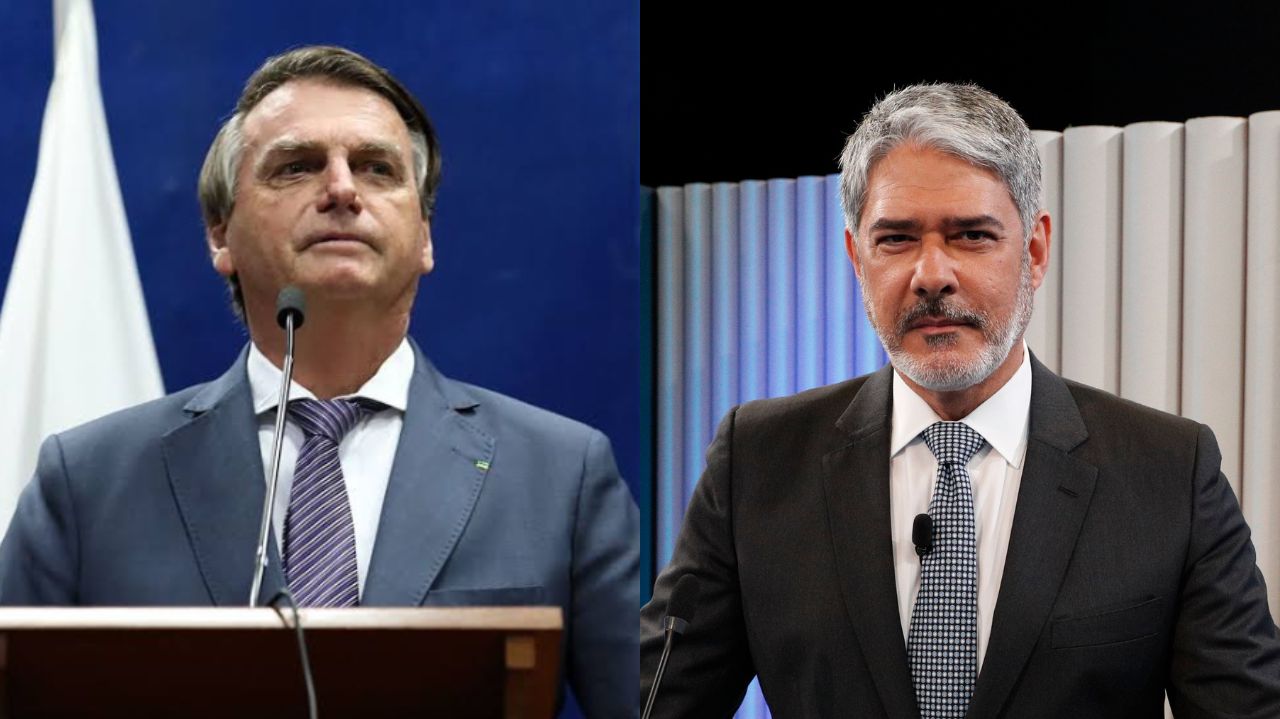Montagem de fotos de Jair Bolsonaro e William Bonner