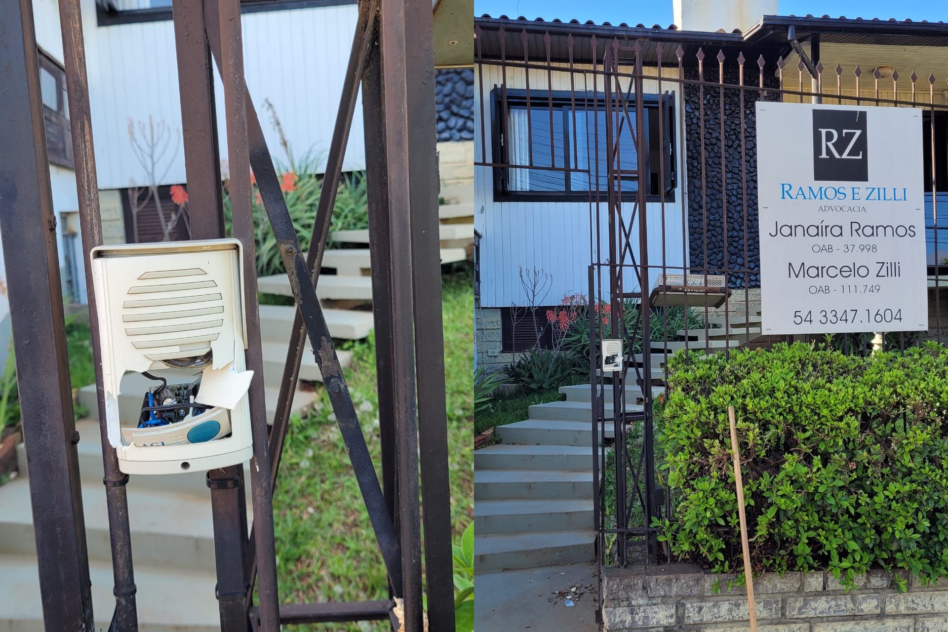 Interfone quebrado por um bolsonarista em Casca