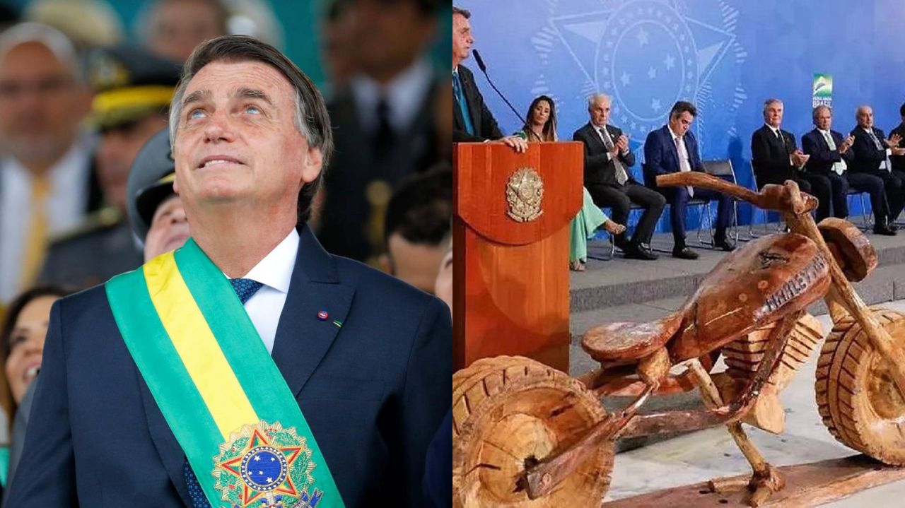 Montagem de fotos de Bolsonaro e Harley Mito