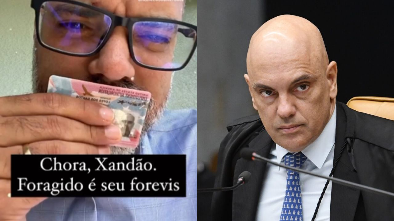 Montagem de fotos de Allan dos Santos e Alexandre de Moraes