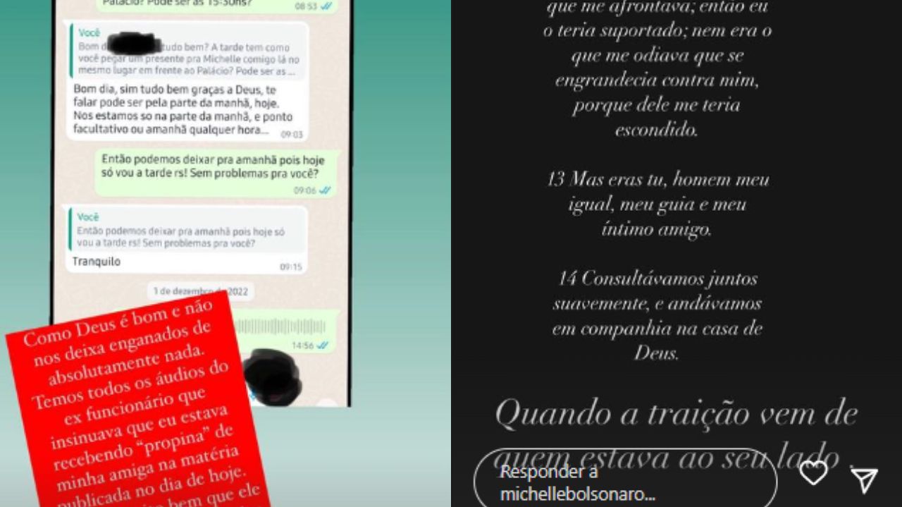 Prints de Stories de Michelle Bolsonaro