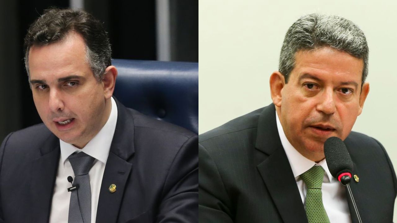 Montagem de fotos de Rodrigo Pacheco e Arthur Lira