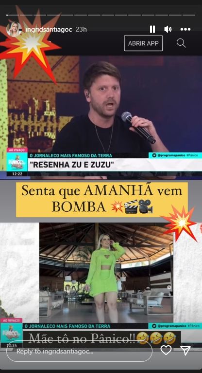 Ingrid chega ao Pânico da Jovem Pan