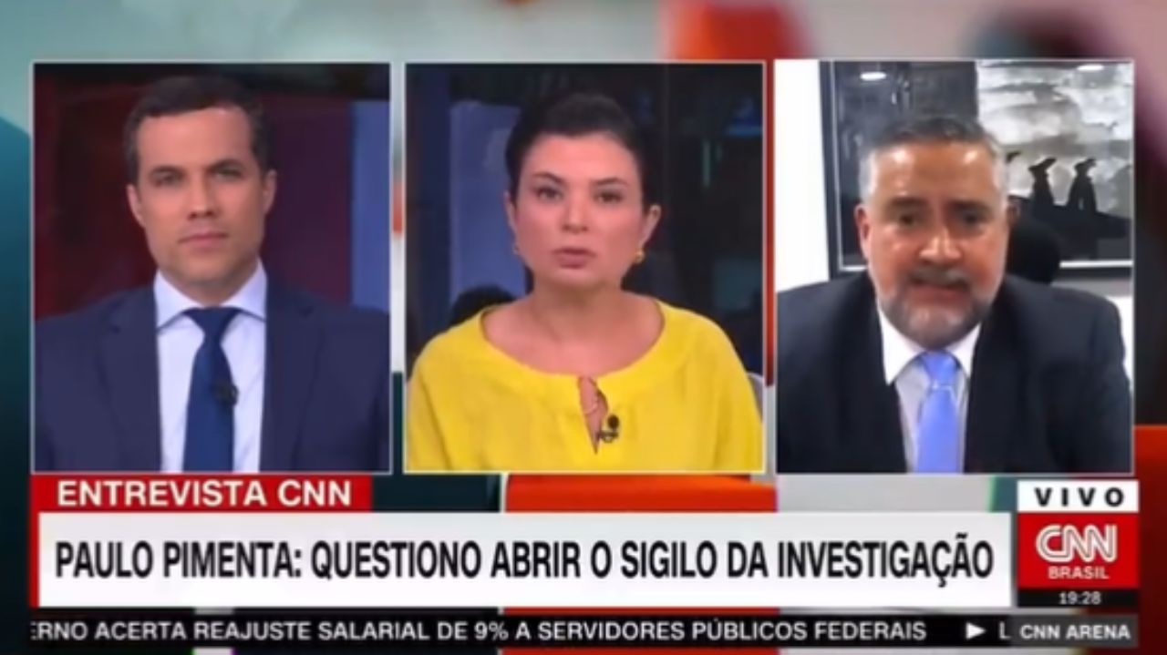 Raquel Landim e Paulo Pimenta dividindo tela de programa da CNN Brasil