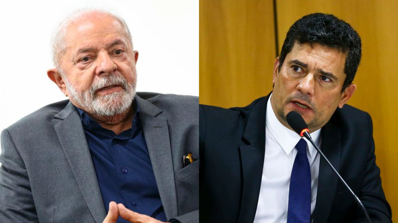 Montagem de fotos de Lula e Moro