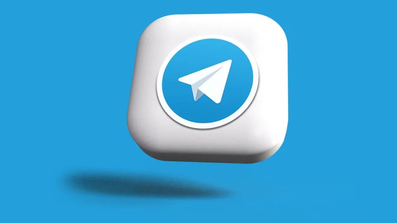 Logo do Telegram em fundo azul