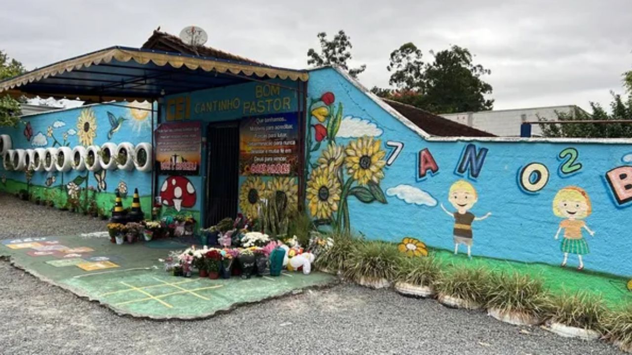 Fachada da creche Cantinho Bom Pastor, em Blumenau