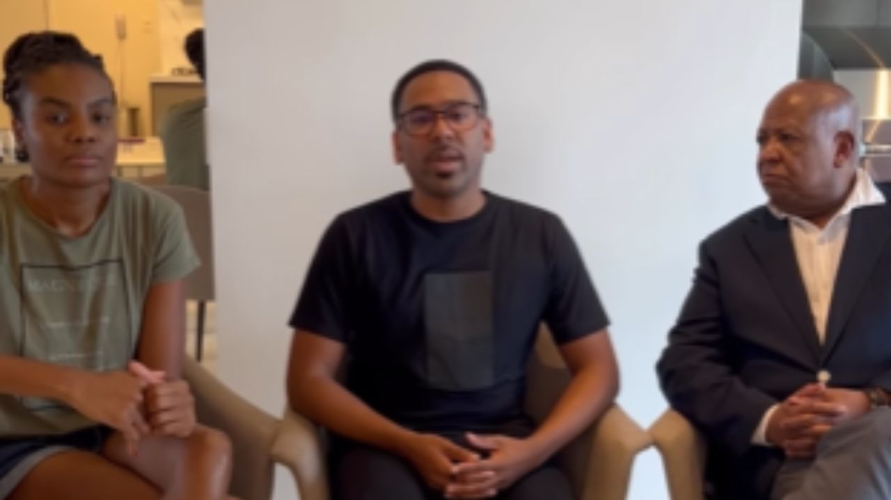 Fabiana Claudino, Vinícius de Paula e Hédio Silva Jr. falando