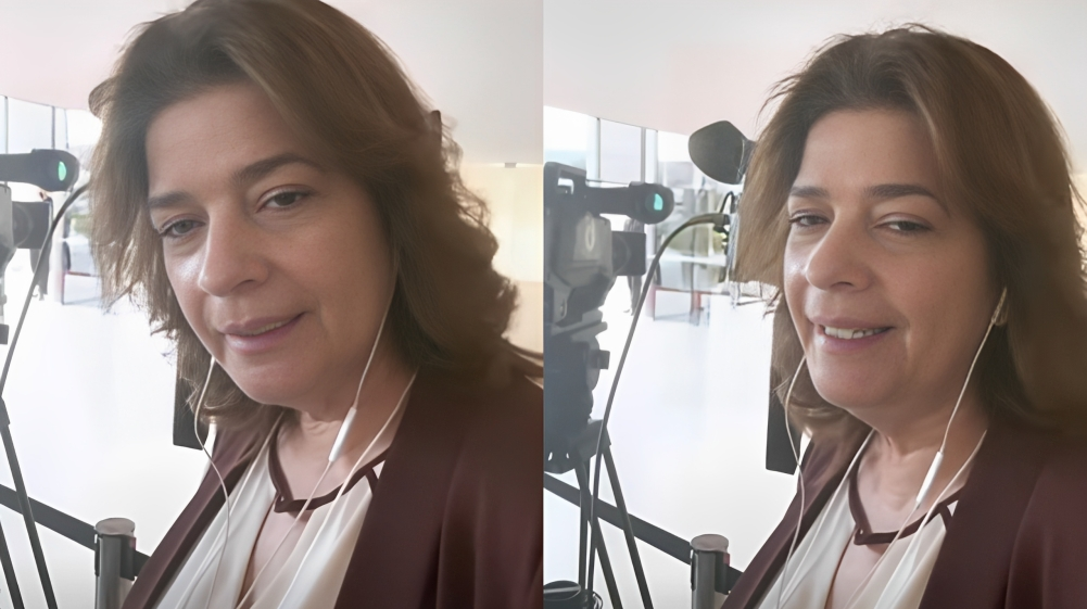 Montagem de fotos de Delis Ortiz em coletiva