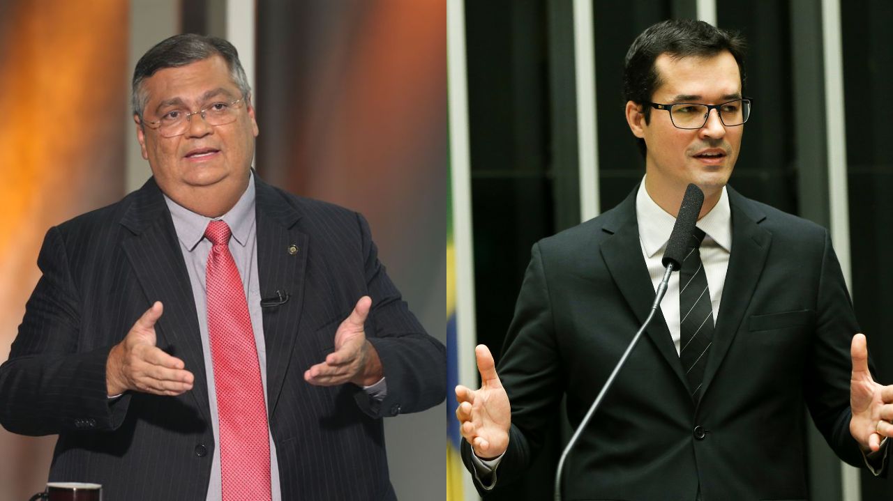 Montagem de fotos de Flávio Dino e Deltan Dallagnol