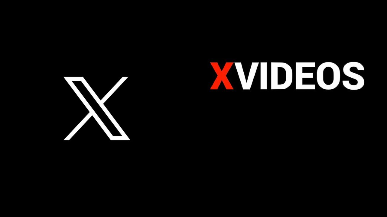 Montagem de fotos de logos do Twitter e do XVideos