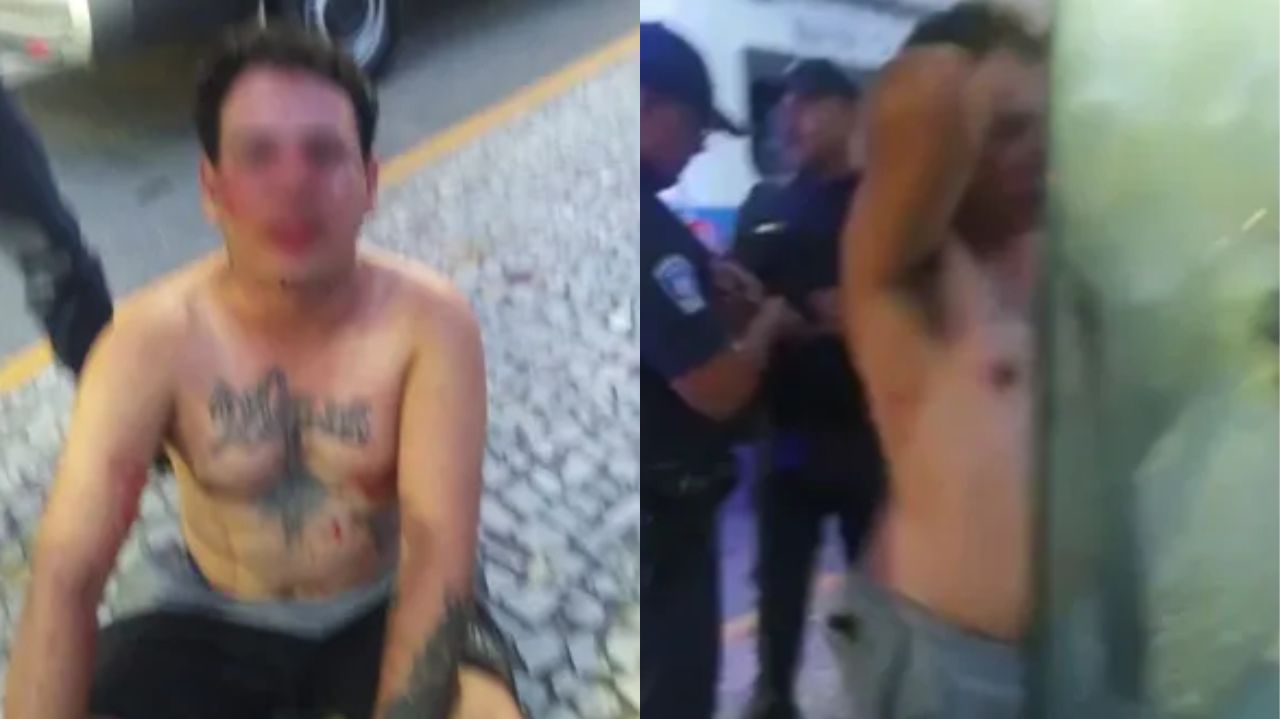 Montagem de fotos de homem espancado