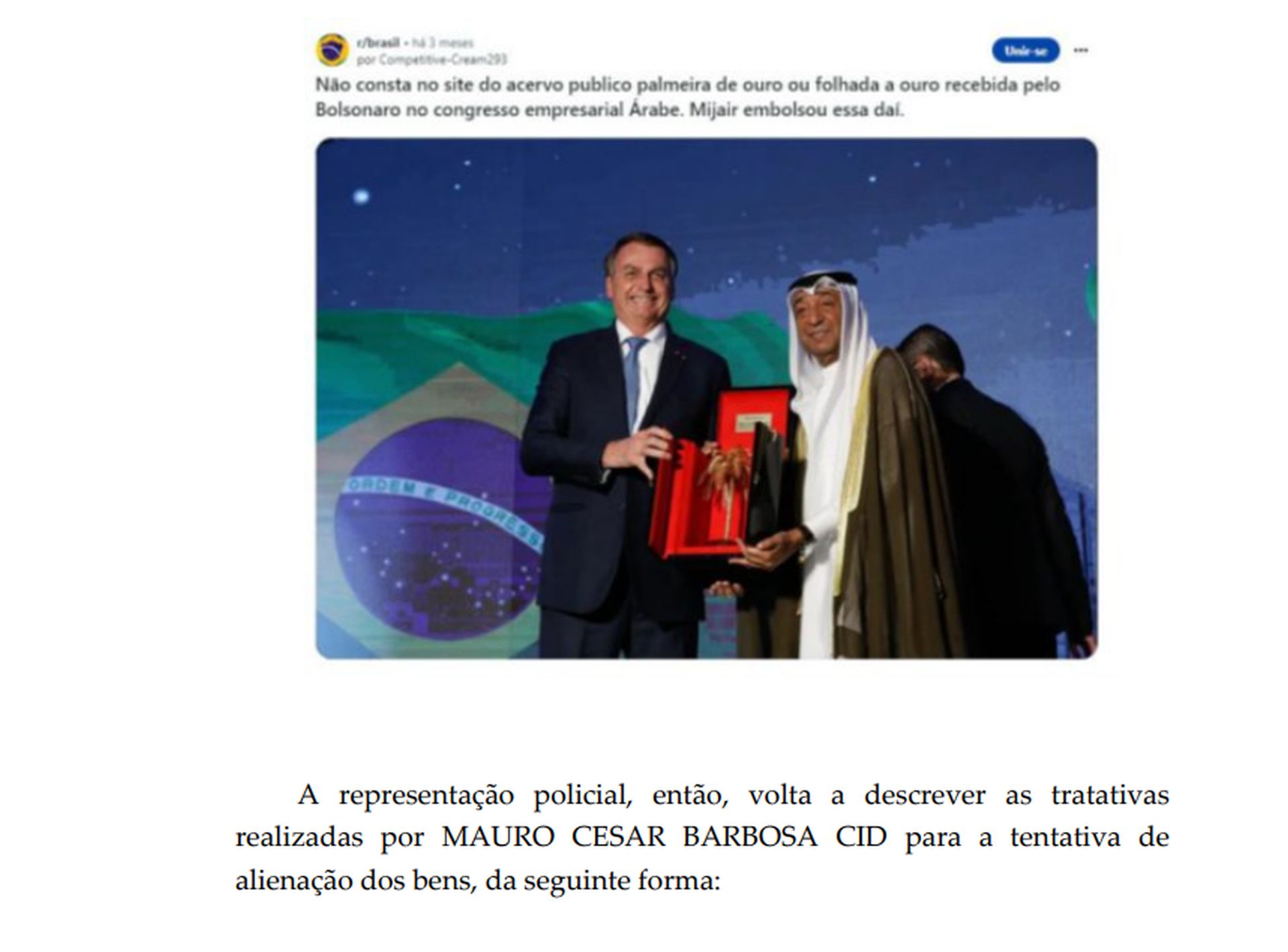 Bolsonaro e as joias. Foto: Reprodução