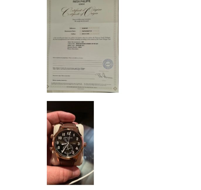 Documento do kit da Patek Philippe