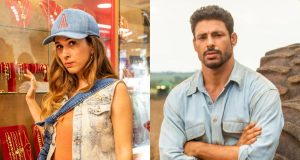 Montagem de fotos de Tatá Werneck e Cauã Reymond como Anely e Caio