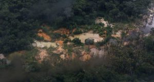 Região de Roraima afetada pelo garimpo ilegal vista de cima