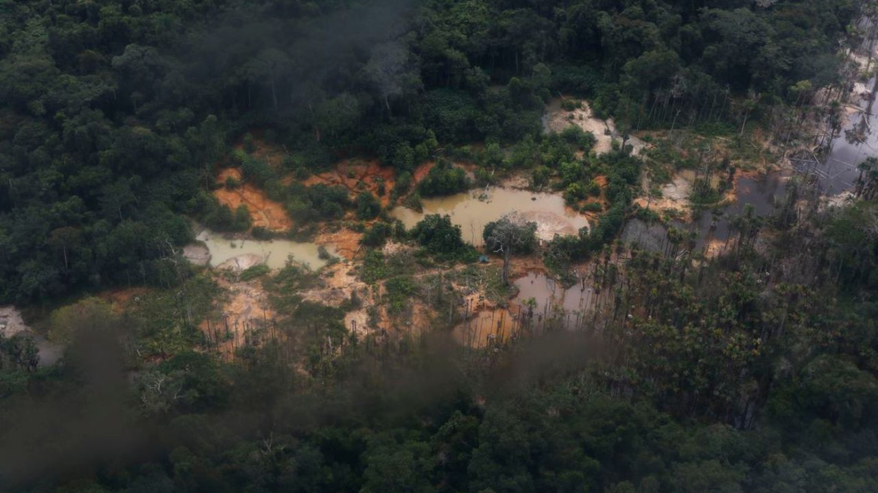 Região de Roraima afetada pelo garimpo ilegal vista de cima