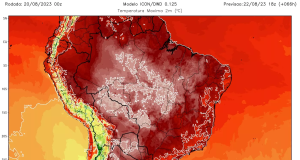 Mapa meteorológico sobre onda de calor