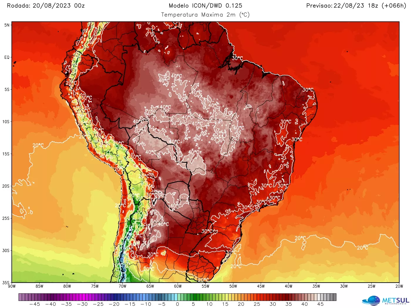 Mapa meteorológico sobre onda de calor