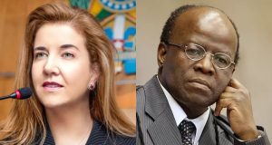 Montagem de fotos de Daniela Teixeira e Joaquim Barbosa
