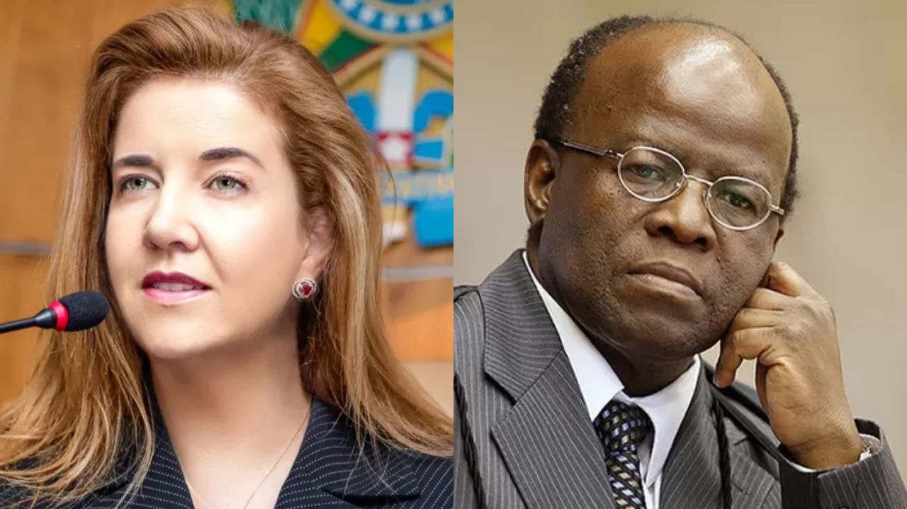 Montagem de fotos de Daniela Teixeira e Joaquim Barbosa
