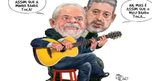Ilustração de Lula e Arthur Lira