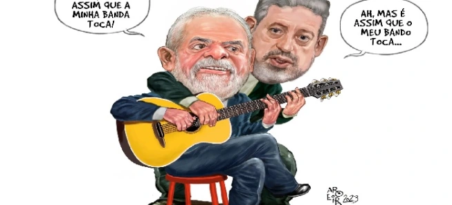Ilustração de Lula e Arthur Lira