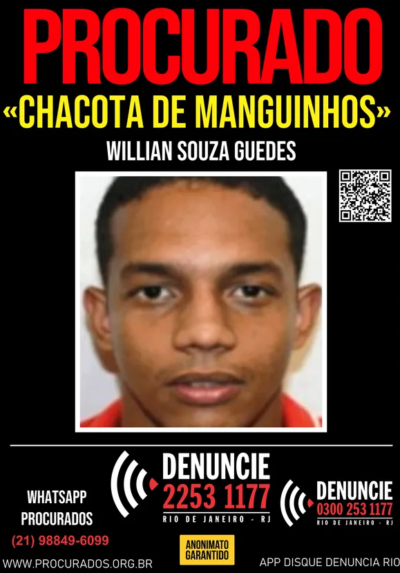 Cartaz de busca pelo traficante Corolla