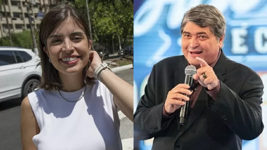 Montagem de fotos de Tabata Amaral e Datena