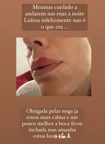 Print de story de atriz relatando agressão