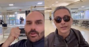 Montagem de fotos de Eduardo Bolsonaro e Gustavo Gayer