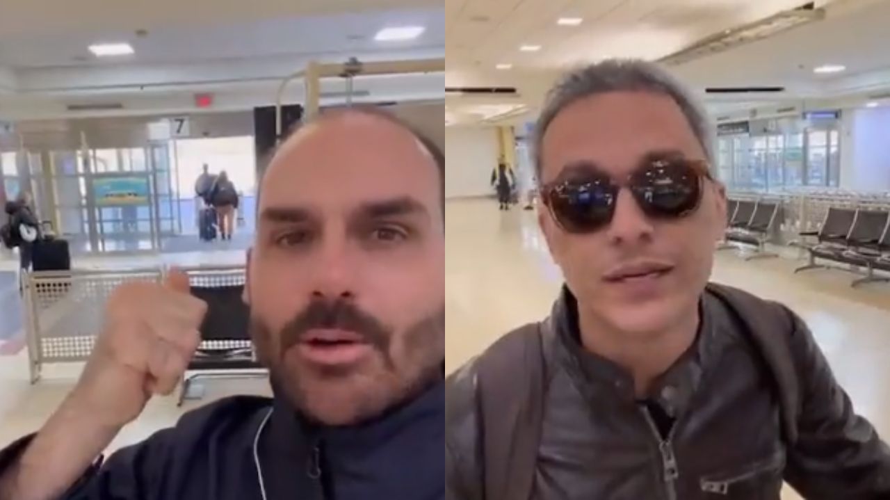 Montagem de fotos de Eduardo Bolsonaro e Gustavo Gayer