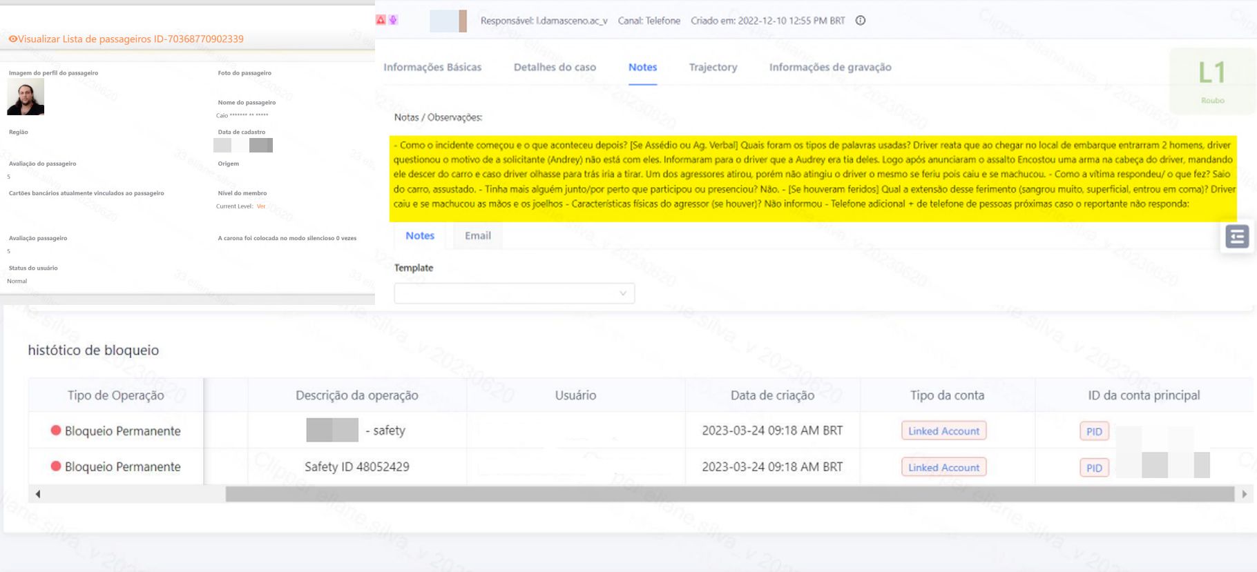 As informações dadas pela 99 para Caio Mantese. Foto: Reprodução