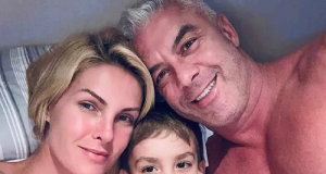 Ana Hickmann com o filho e o marido