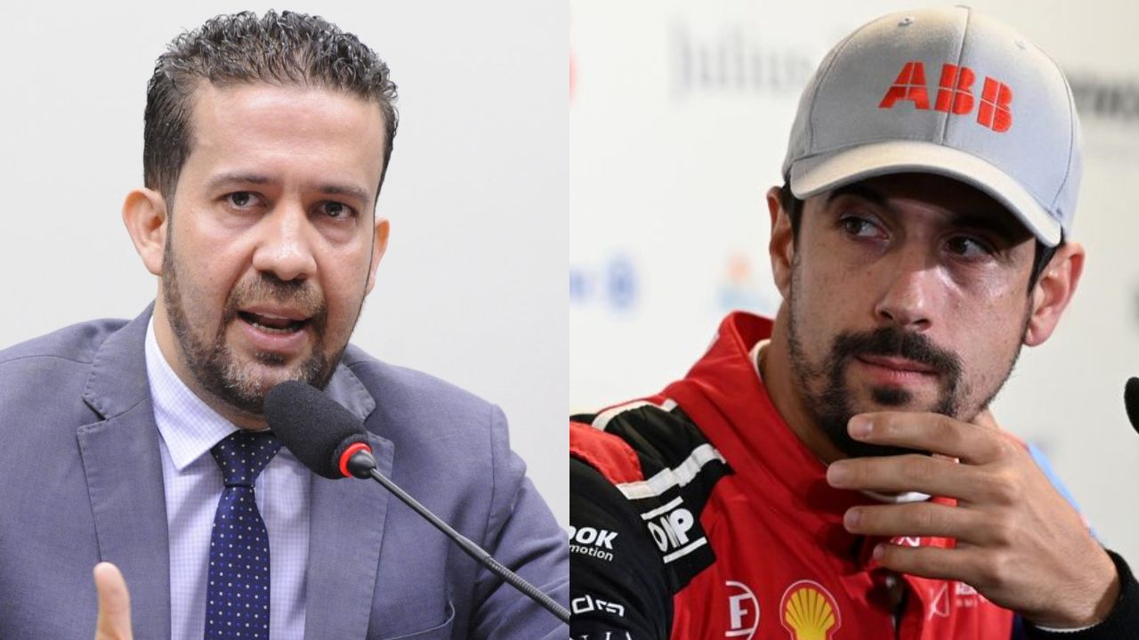 Montagem de fotos de André Janones e Lucas Di Grassi
